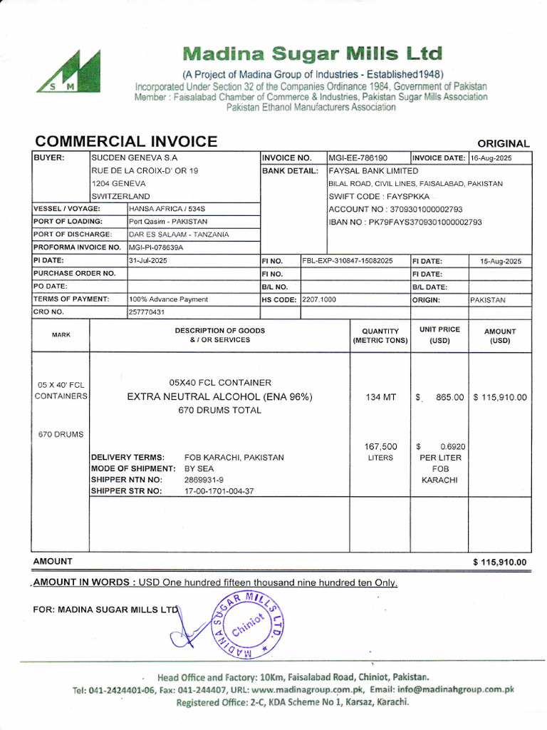 Madina Invoice | PDF
