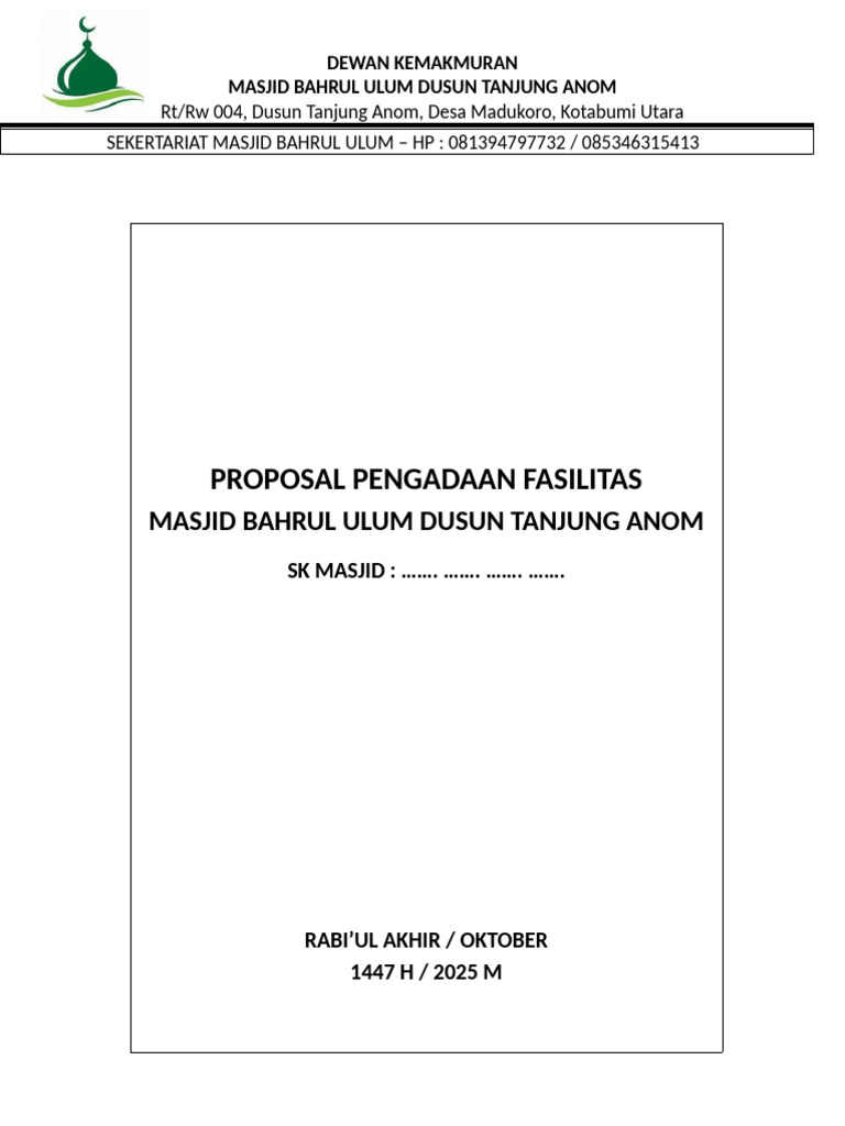 Proposal Masjid 045612 | PDF