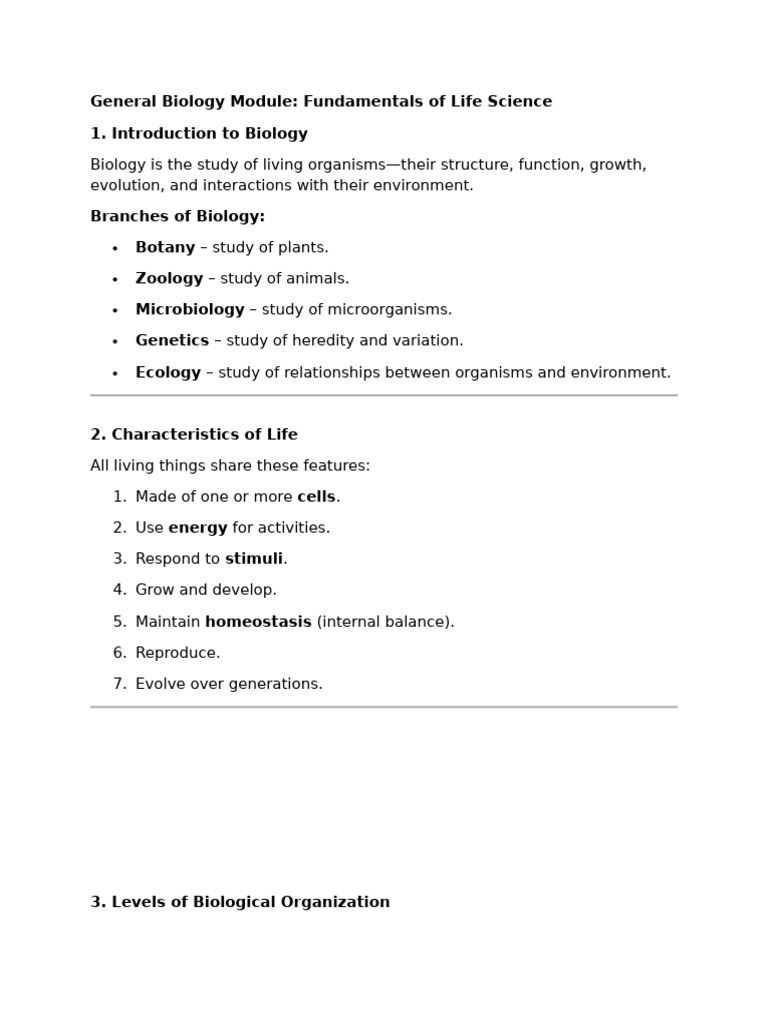 Biology Basics: Life Science Fundamentals | PDF | Biology | Cell (Biology)