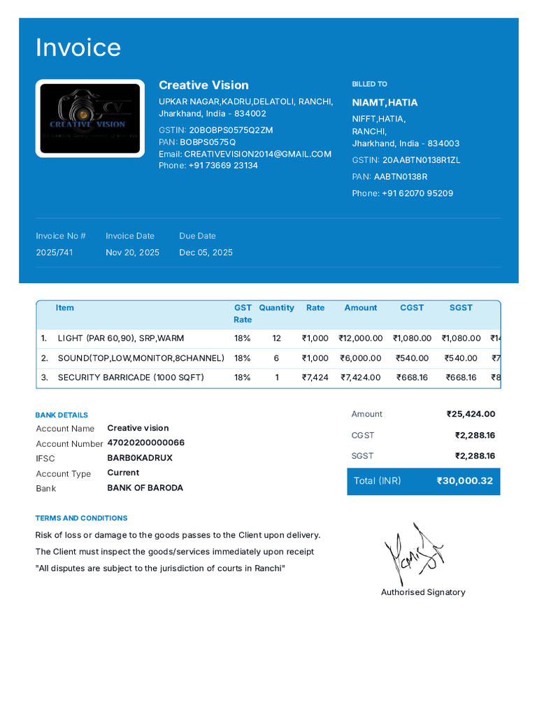 Invoice for Creative Vision Services | PDF | Payments | Accounting