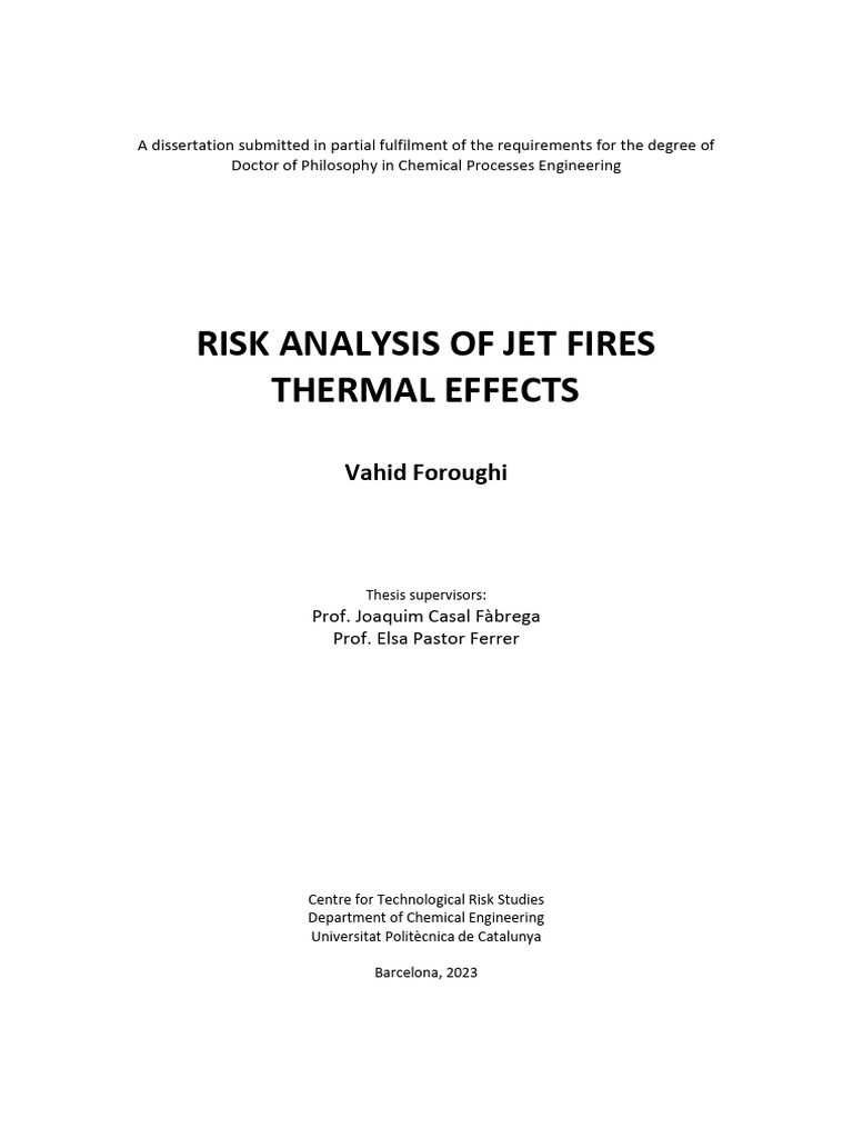 Jet Fire Risk Analysis in Chemical Engineering | PDF | Fires | Chemical ...