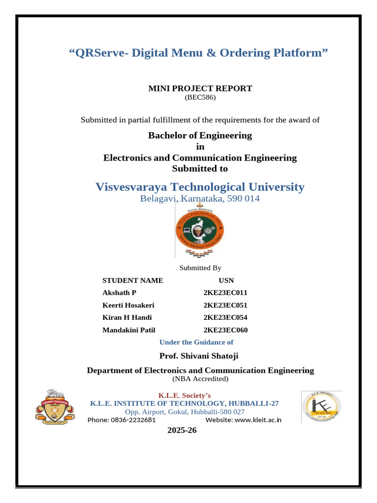 Final Report of Mini Project1[1] | PDF | Qr Code | Menu