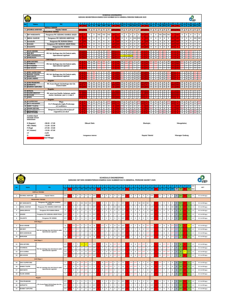 Engineering Schedule February 2025 | PDF