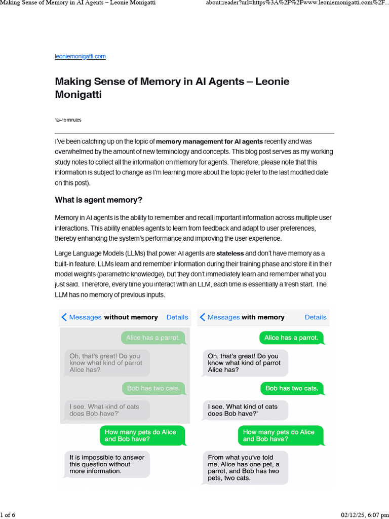 Understanding Memory in AI Agents | PDF | Memory | Information