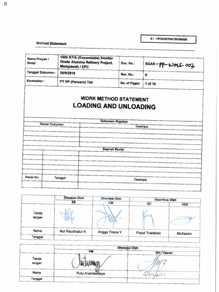 003.SGAR-PP-WMS-003 Loading Unloading | PDF