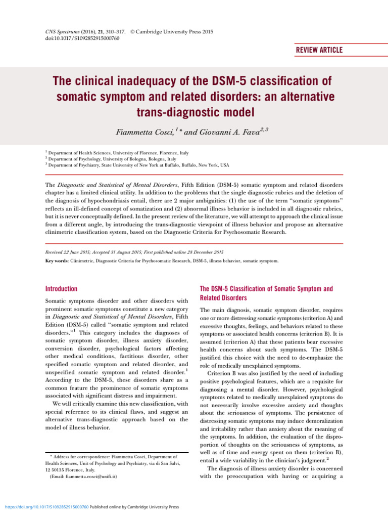 Critique of DSM-5 Somatic Disorders | PDF | Mental Disorder | Dsm 5