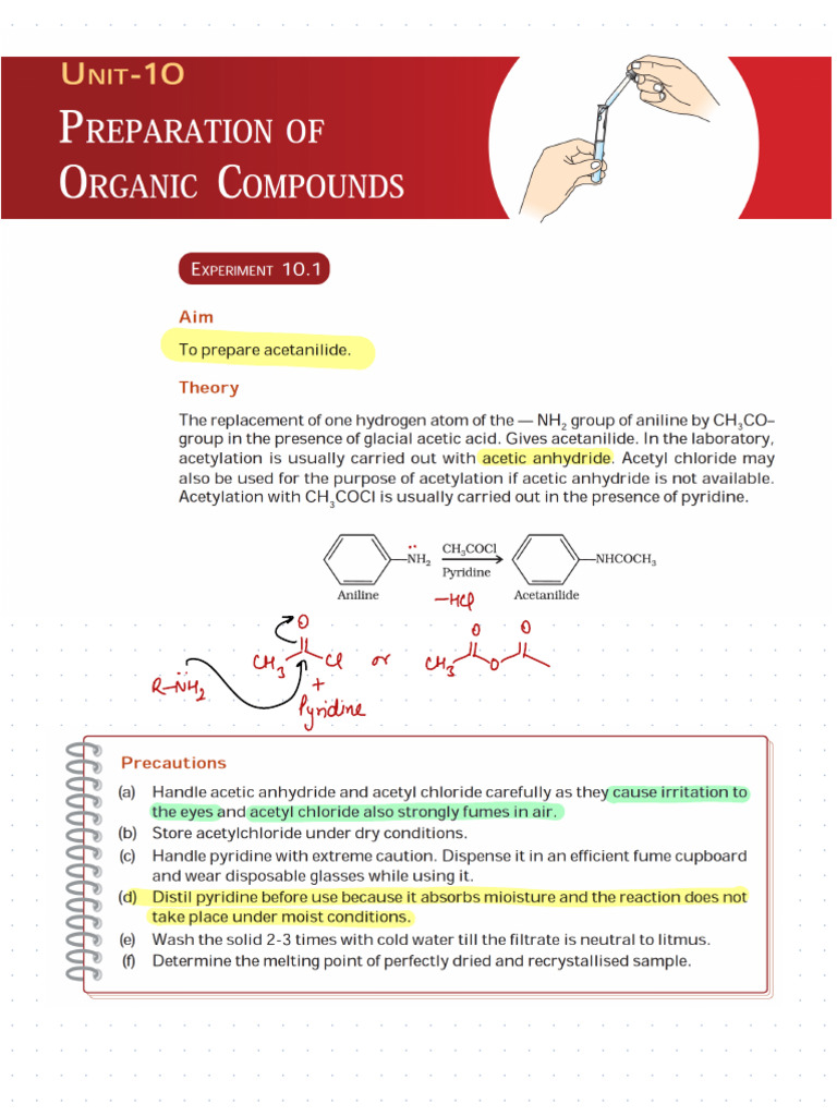 Highlighted NCERT - Unit 10 Preparation of Organic Compounds | PDF