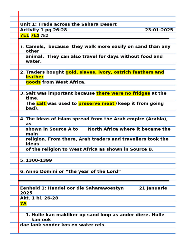 Grade 7 History Term 1 Workbook | PDF