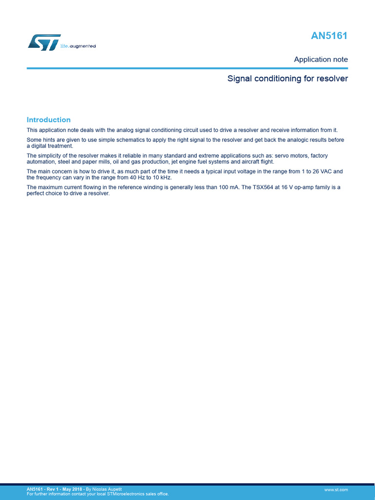 Resolver Signal Conditioning Circuit Guide | PDF | Operational ...