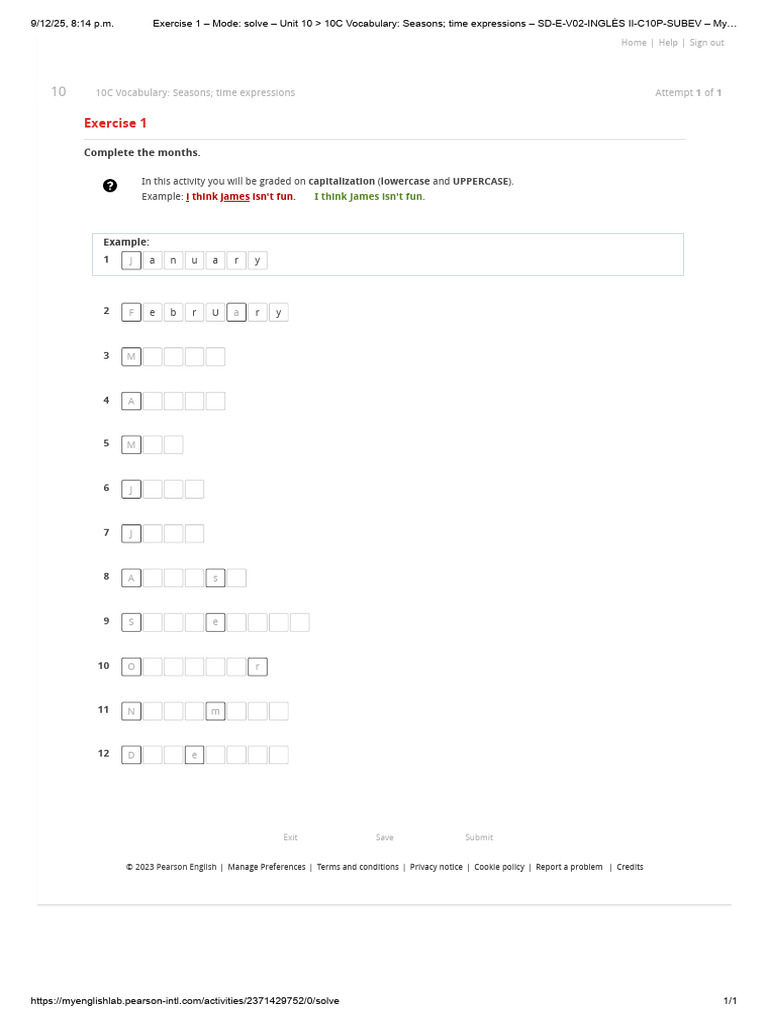 Exercise 1 - Mode - Solve - Unit 10 - 10C Vocabulary - Seasons Time ...