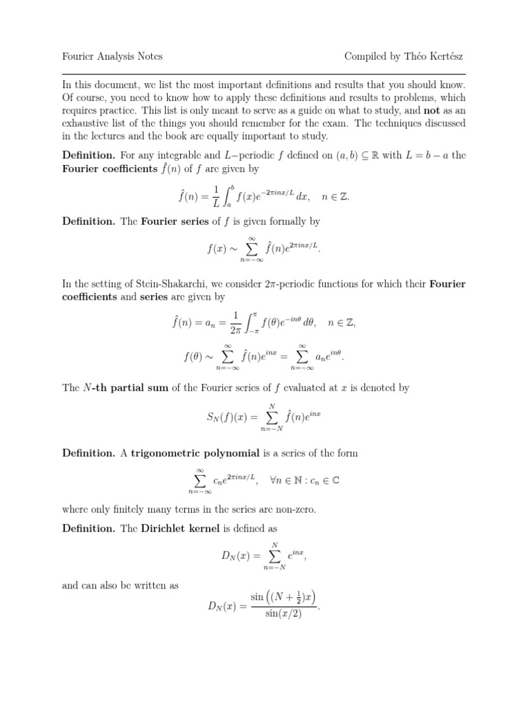 Fourier Notes 1 | PDF | Fourier Series | Convolution