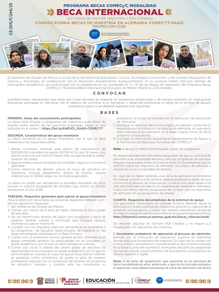 Convocatoria Becas Maestría Alemania 2026 | PDF | Beca | Titulo academico