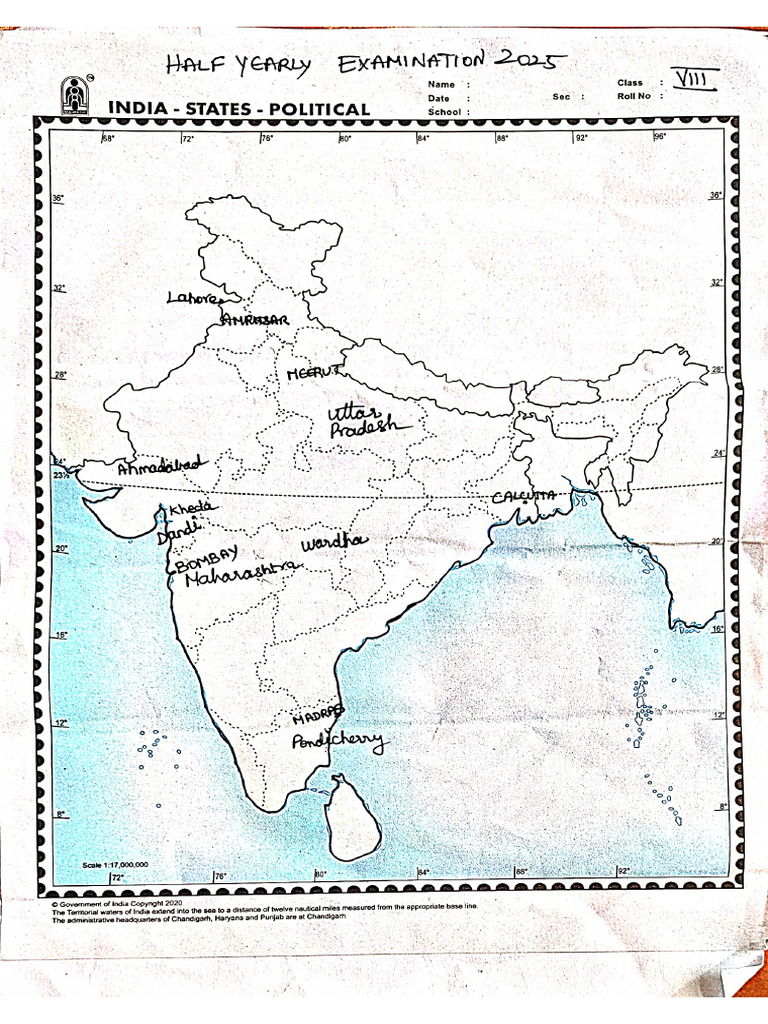 8th Half Yearly Map 25-26 | PDF
