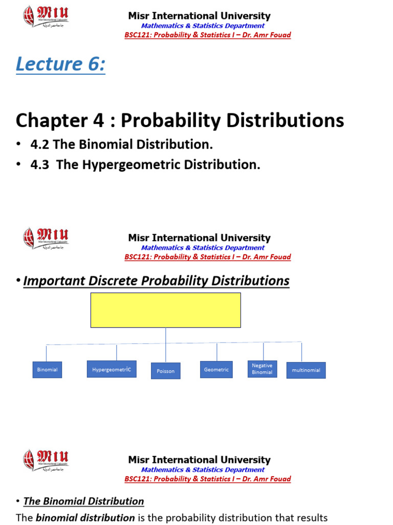 Statistics Lecture 6 | PDF | Probability Distribution | Statistics