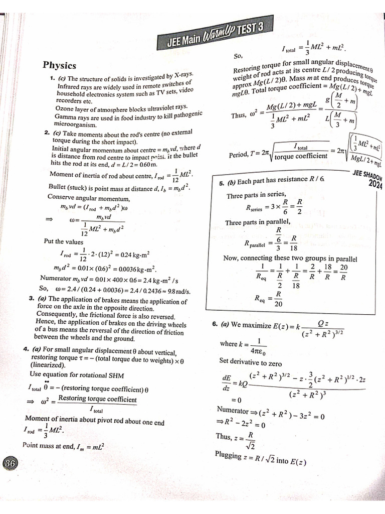 Jee Test 3 (Solution) | PDF