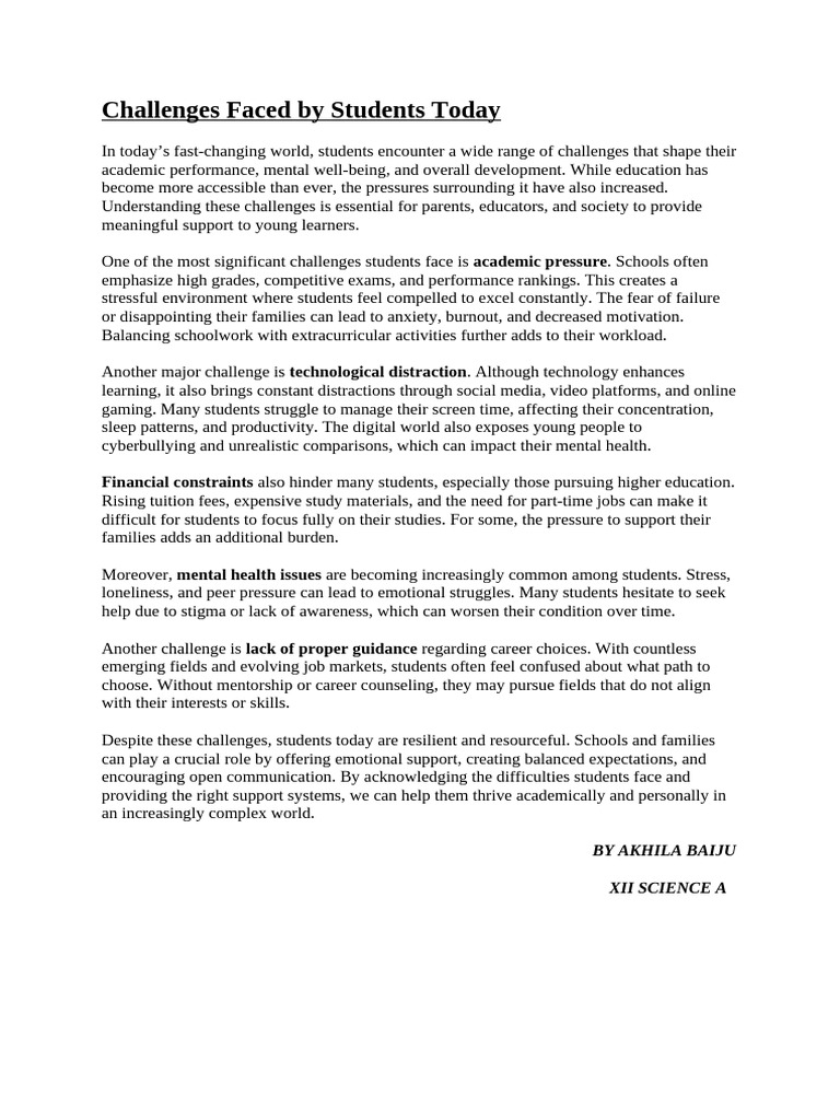 Challenges Faced by Students Today | PDF | Mental Health | Behavior ...