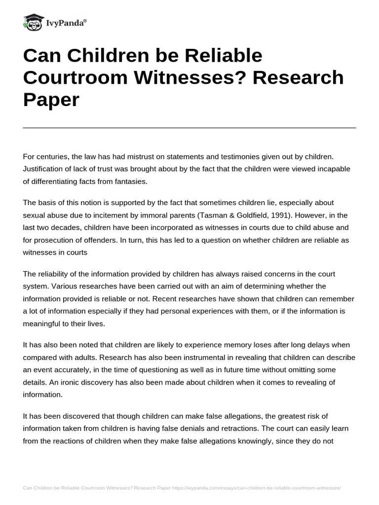 Are Children Reliable Courtroom Witnesses? | PDF | Witness | Testimony