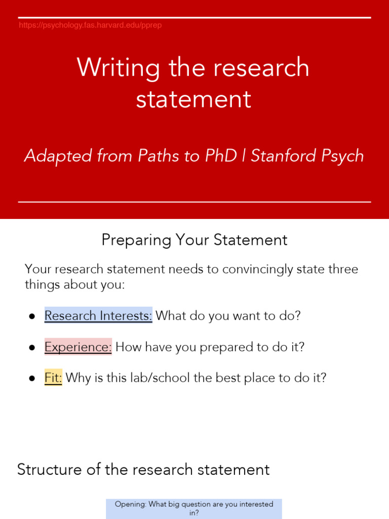 Harvard P Prep How To Write A Research Statement | PDF | Learning | Memory