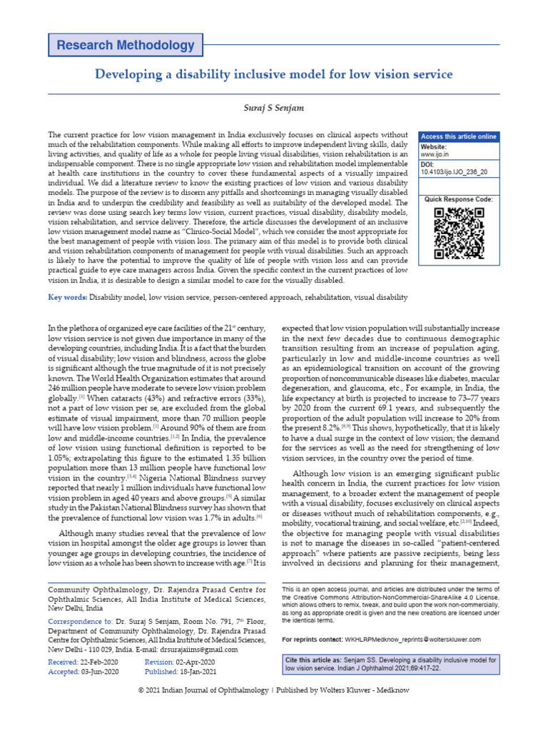 Developing a Disability Inclusive Model for Low.49 | PDF | Visual ...