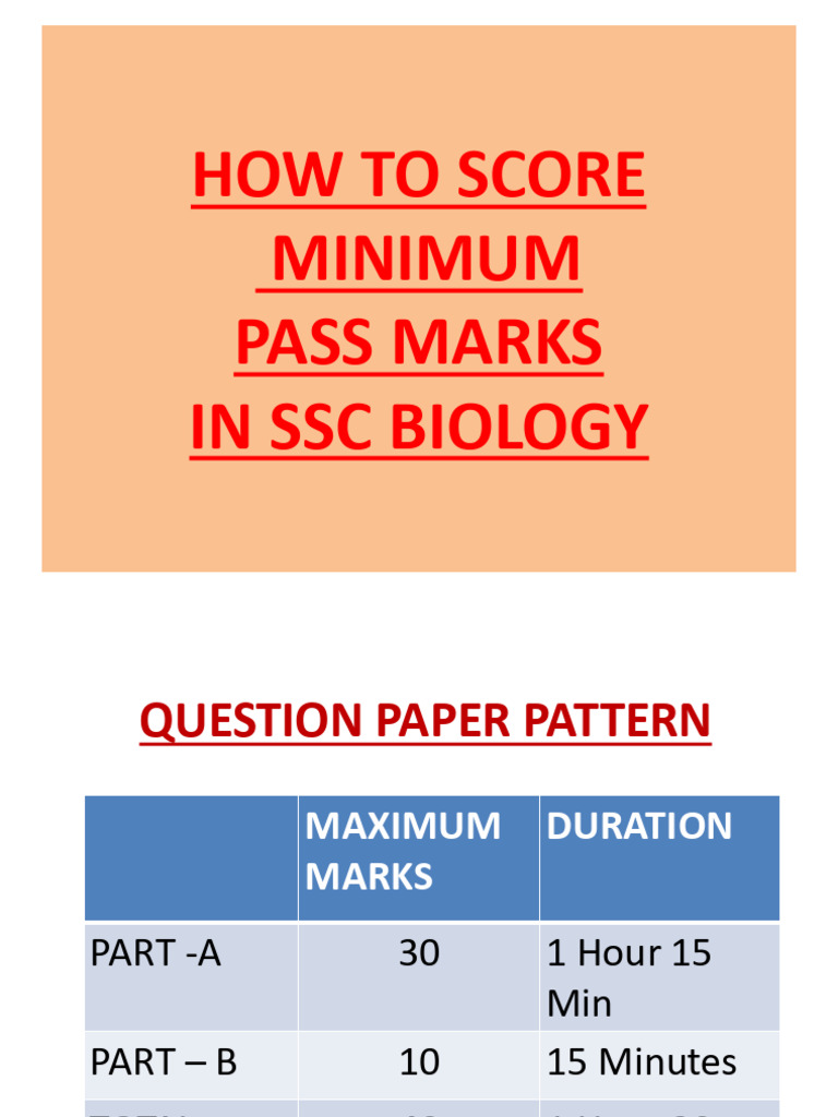 SSC Biology Exam Pass Marks Guide | PDF