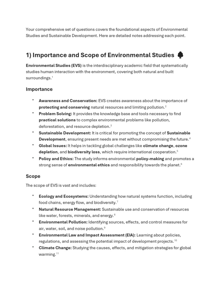 EVS UNIT 2 | PDF | Sustainability | Natural Environment