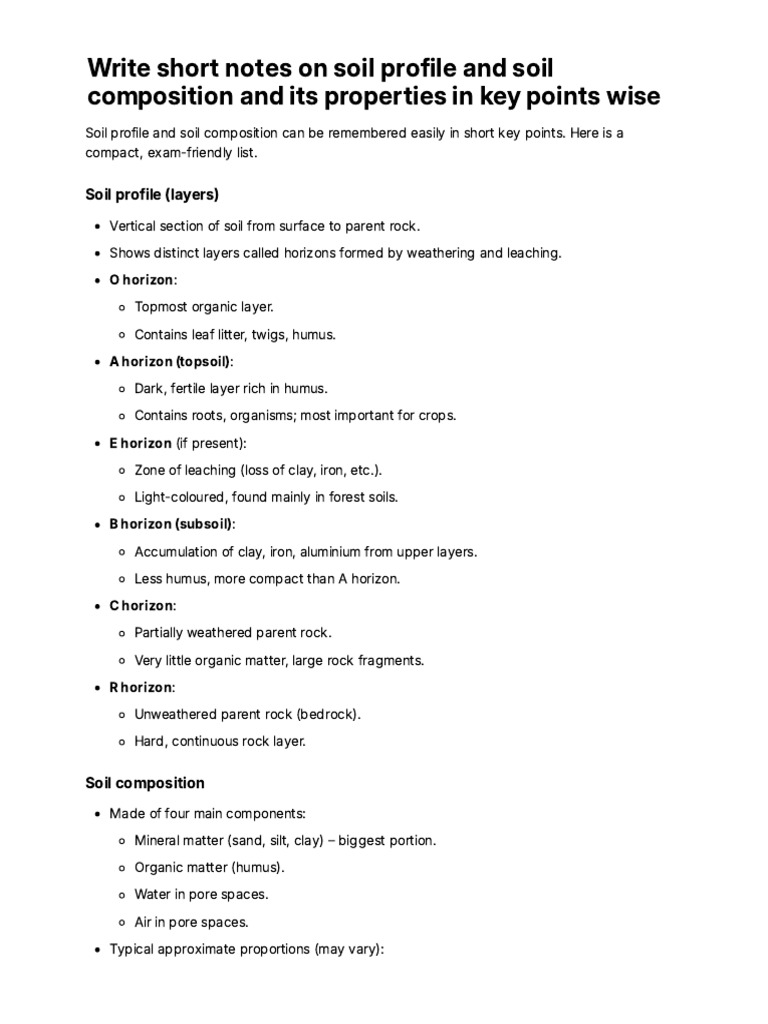 Write Short Notes On Soil Profile and Soil Composi-Split | PDF