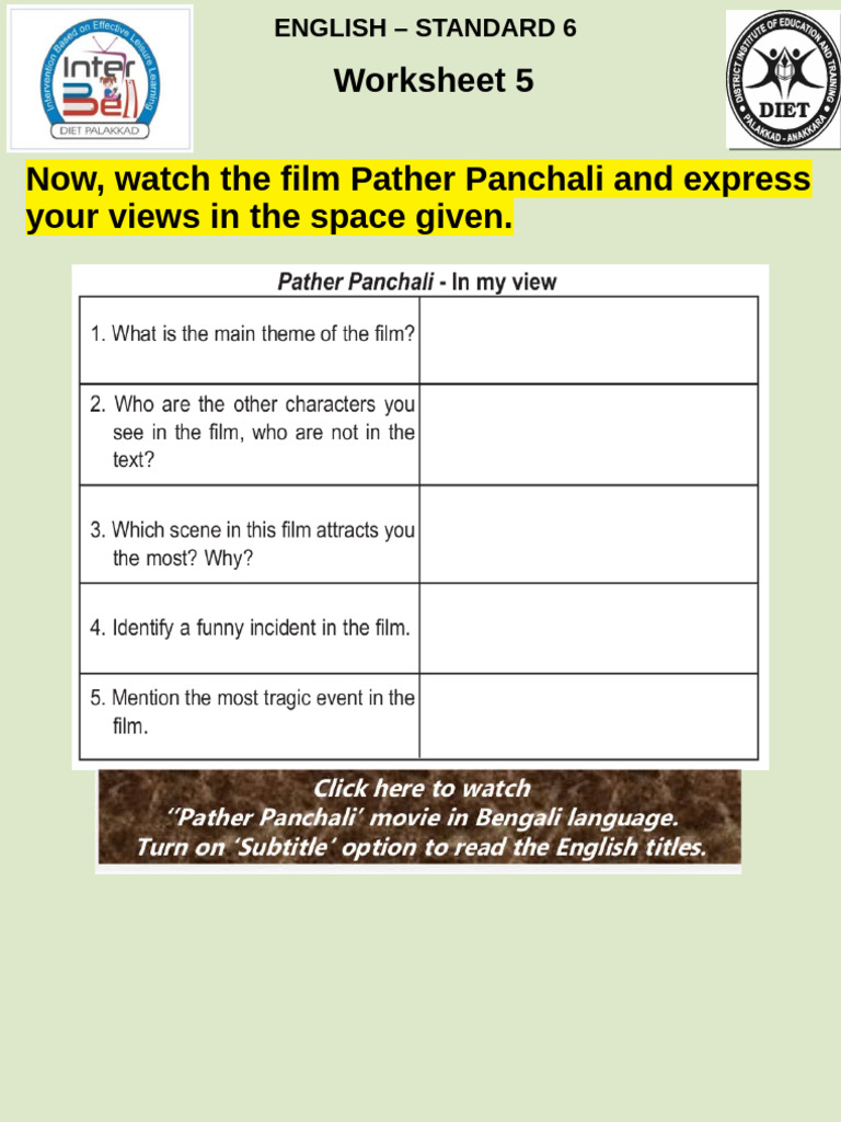 6th Std Worksheet 5 | PDF