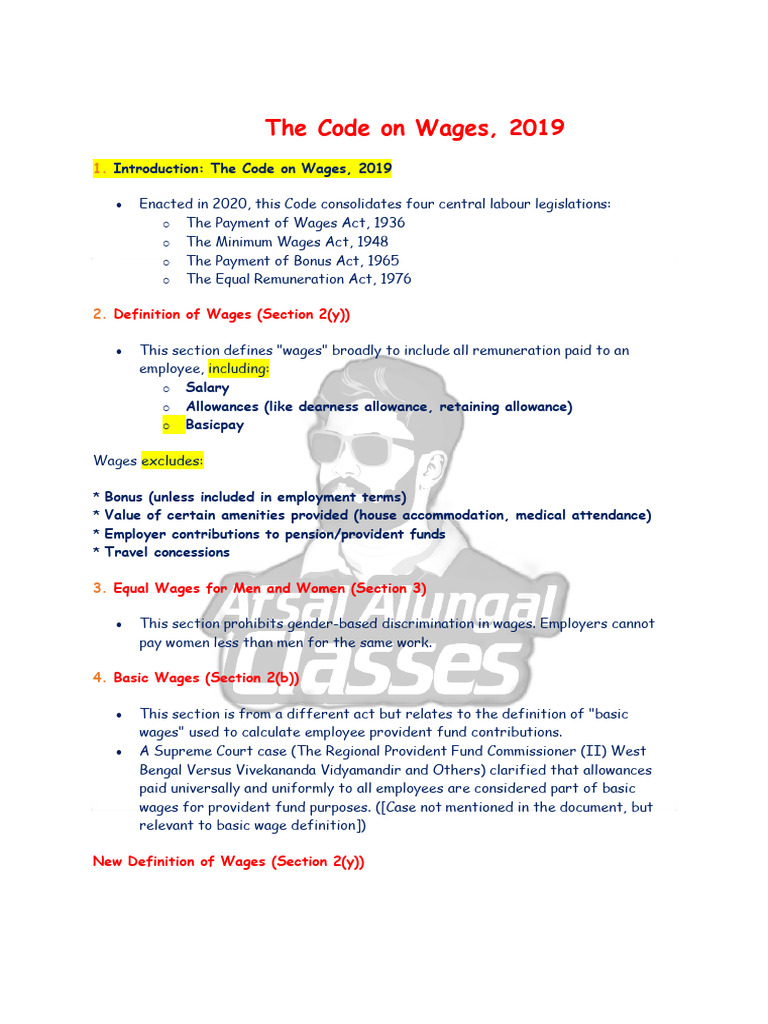 Code on Wages 2019 Overview and Impact | PDF | Cost Of Living | Piece Work