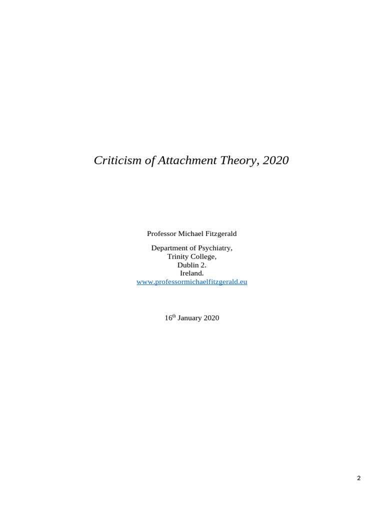 Critique of Attachment Theory 2020 | PDF | Attachment Theory | Mental ...