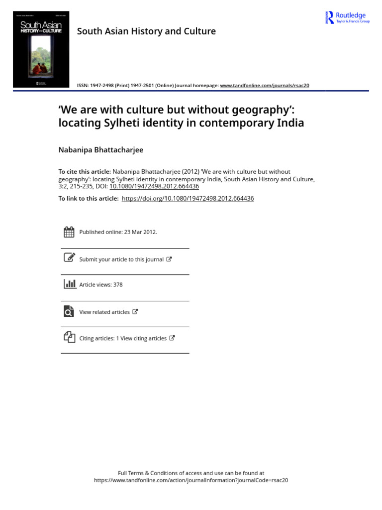Sylheti Identity in Contemporary India | PDF | Bengal | Bengalis