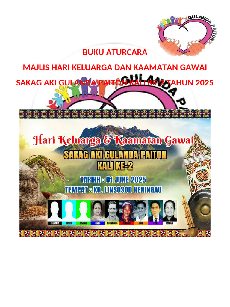 Buku Aturcara Hari Keluarga Dan Kaamatan Gawai Sakag Aki Gulanda Paiton ...