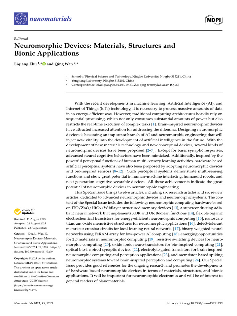 Neuromorphic Devices Materials Structures and Bion | PDF | Artificial ...