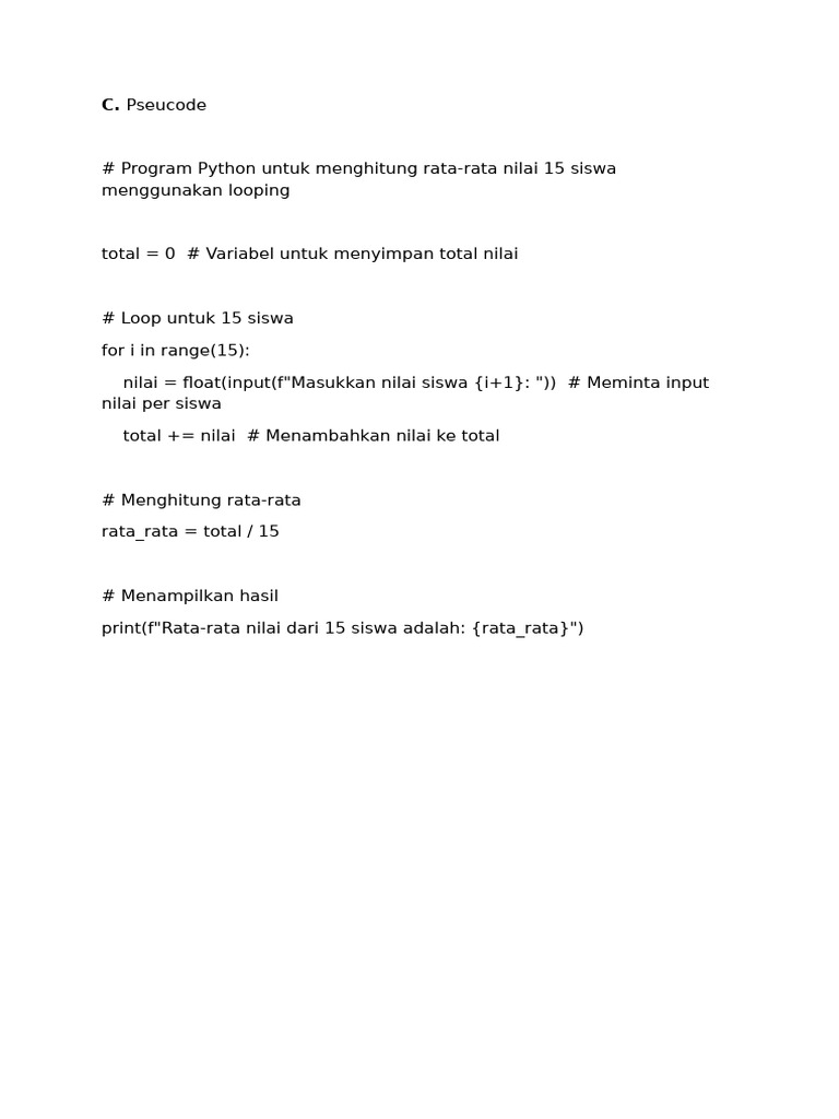 Rata-rata Nilai 15 Siswa dengan Python | PDF