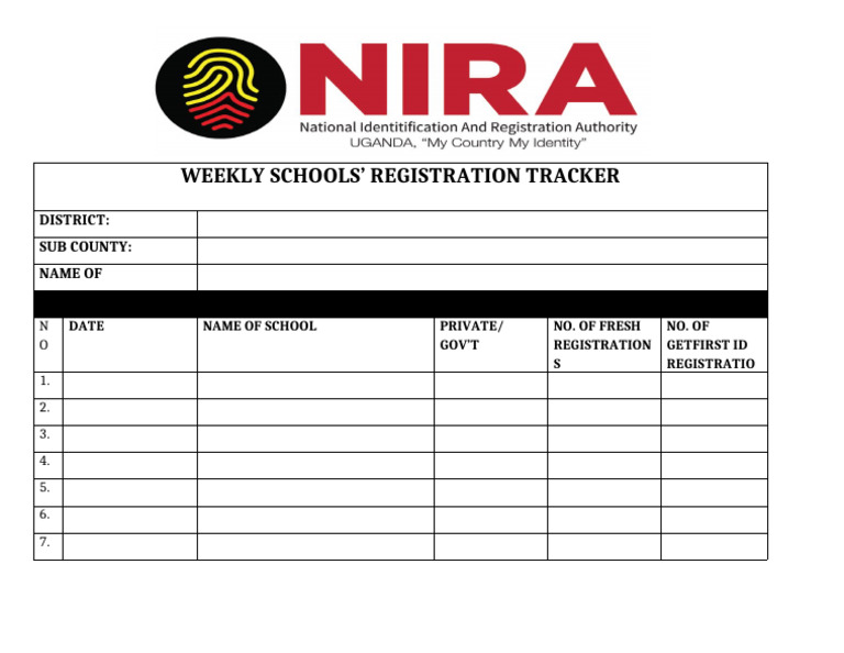 Weekly School Registration Tracker | PDF