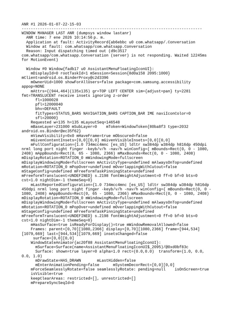 WhatsApp ANR Report Analysis | PDF | Computing | System Software