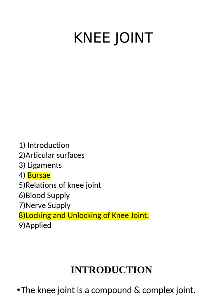 KNEE JOINT ppt | PDF | Knee | Human Anatomy