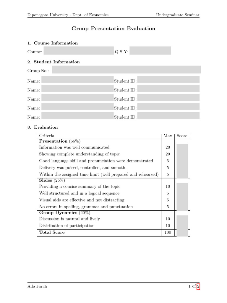 Group Presentation Form | PDF