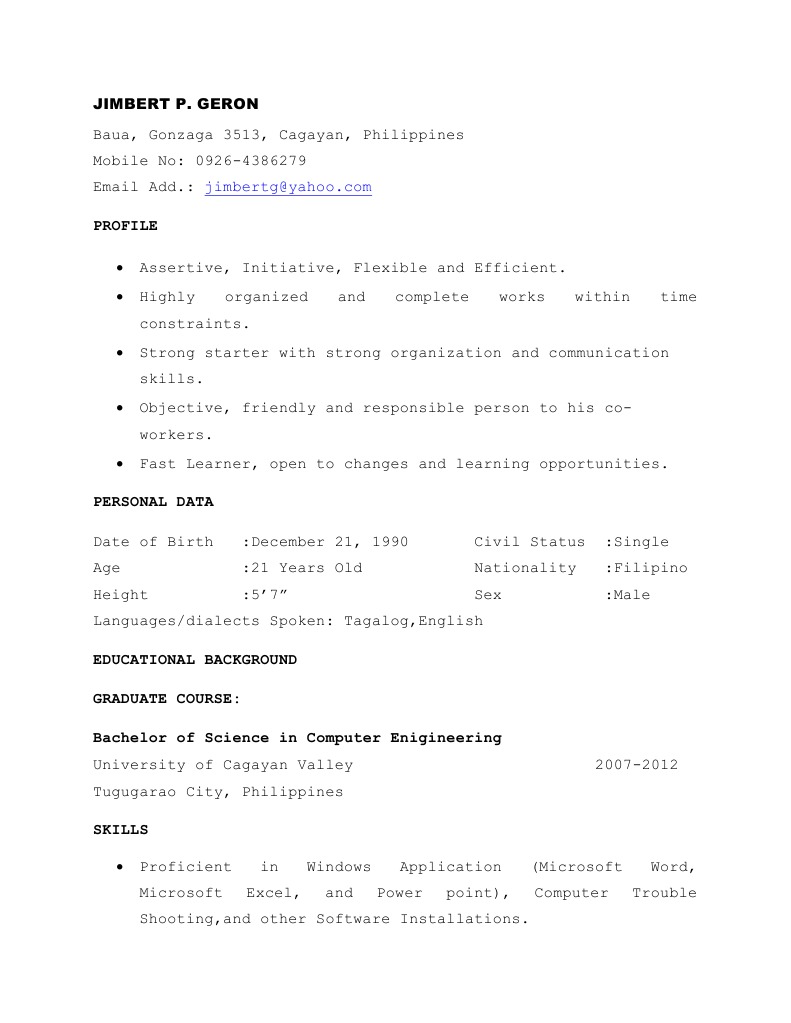 Jimbert P. Geron: Computer Engineer Profile | PDF | Career & Growth