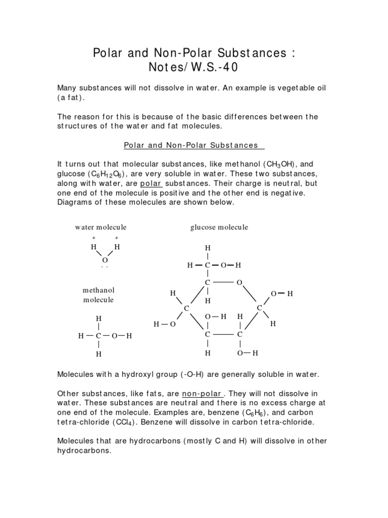 Polar & Non-Polar Substances | PDF | Chemical Polarity | Solubility