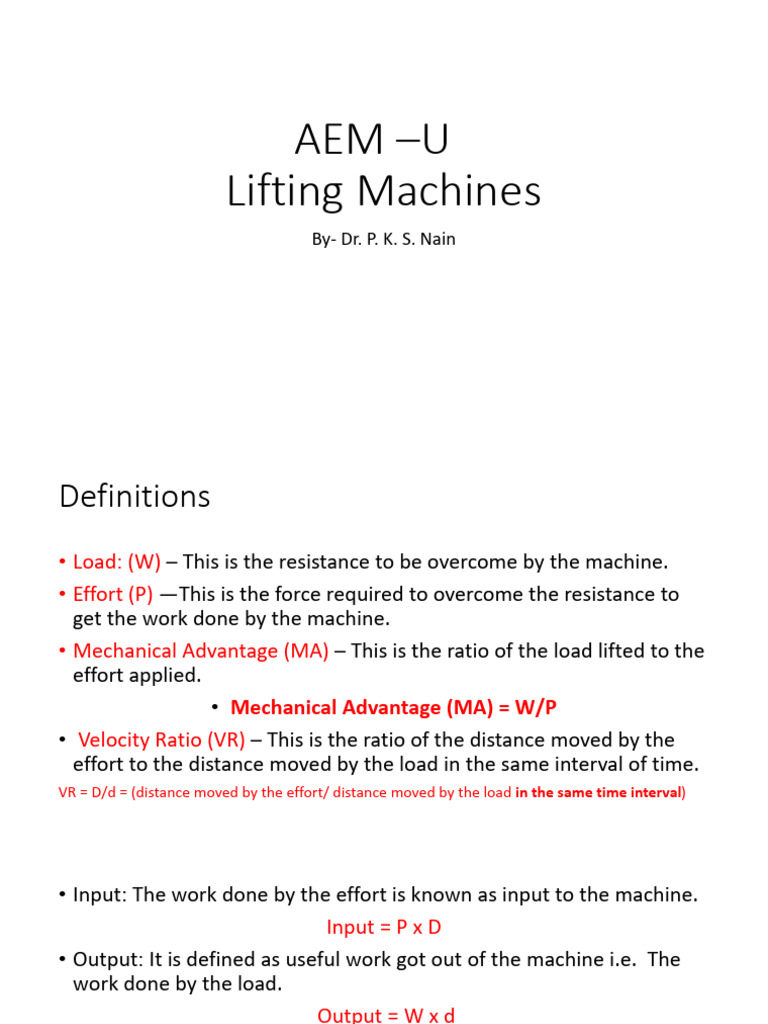 Understanding Lifting Machines and Mechanics | PDF | Machines ...