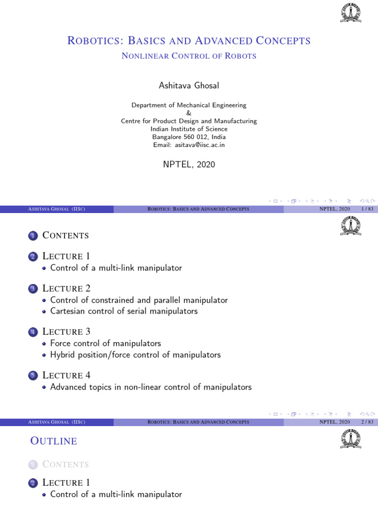 Nonlinear Control in Robotics Basics | PDF | Nonlinear System ...