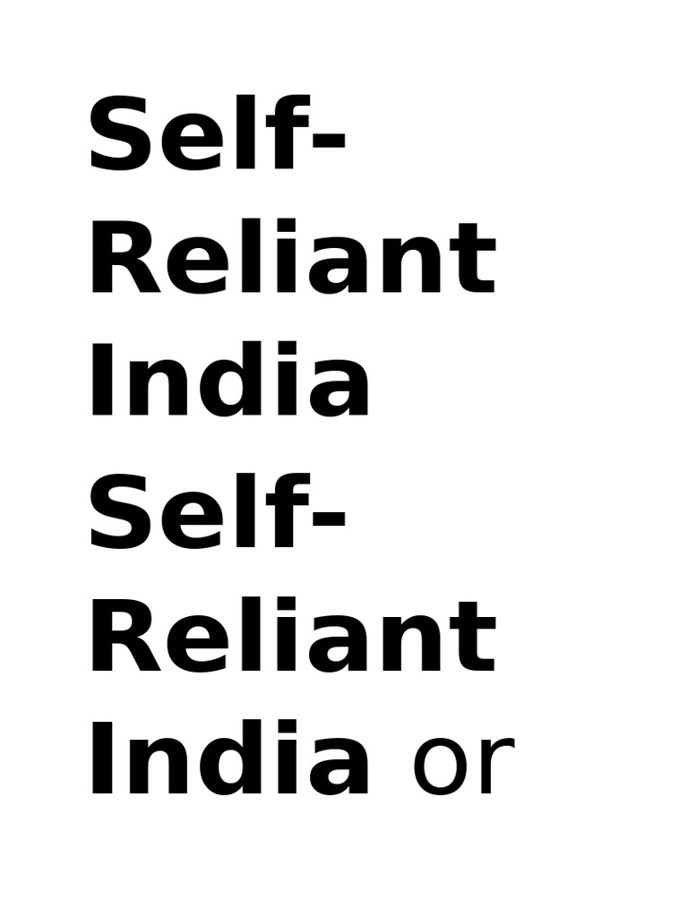 Self-Reliant India: A Vision for Growth | PDF