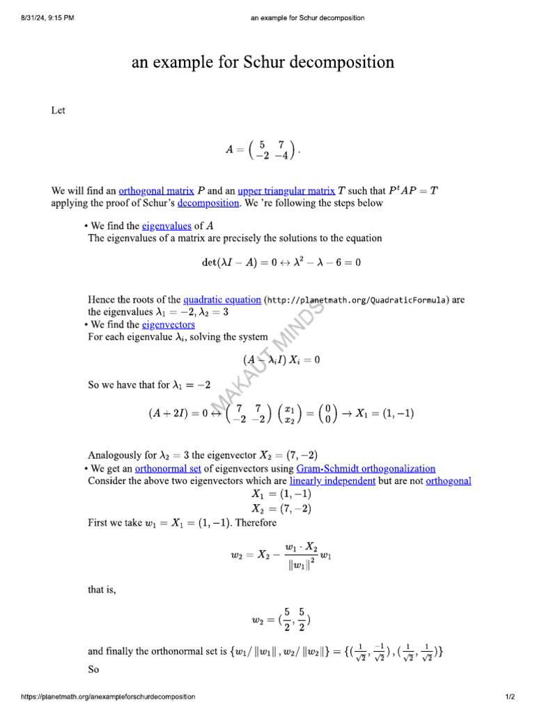 Schur - S Theorem Example | PDF