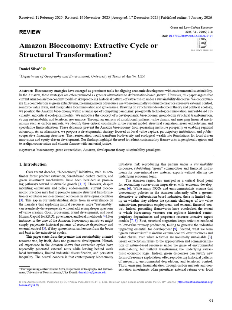 Amazon Bioeconomy: Green Extractivism Risks | PDF | Sustainability ...