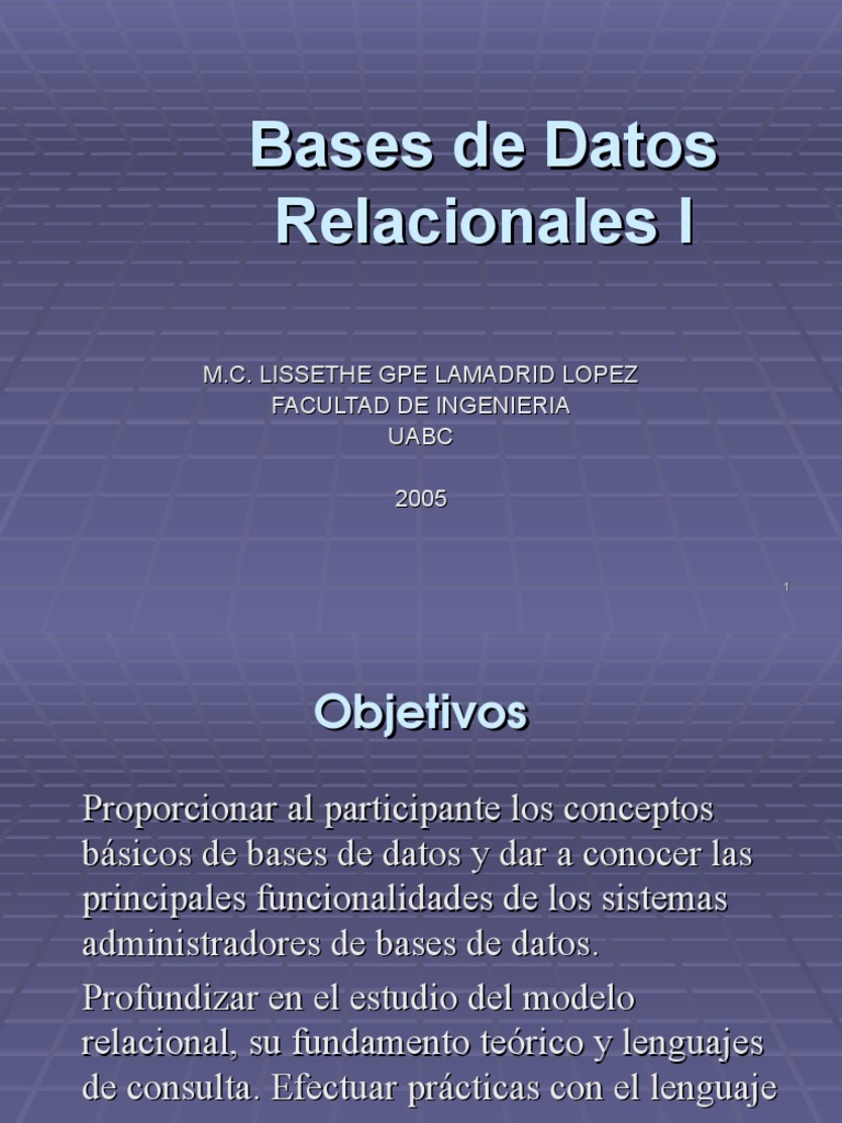Introducción a Bases de Datos Relacionales | PDF | Modelo relacional ...