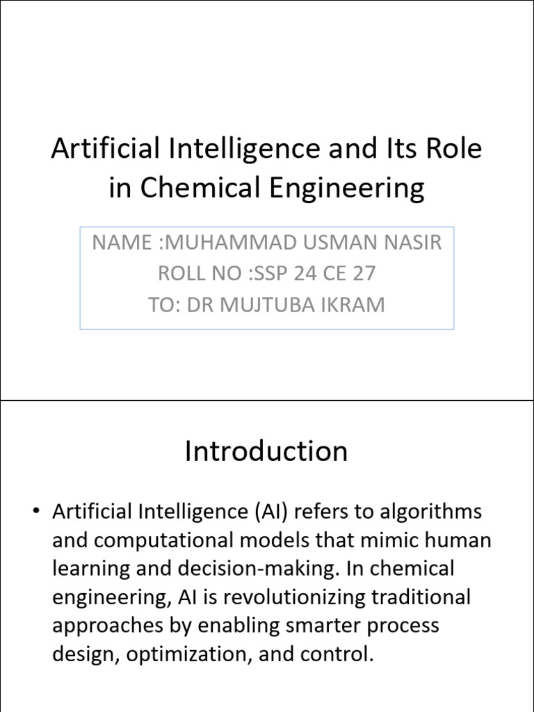 AI Innovations in Chemical Engineering | PDF | Artificial Intelligence ...