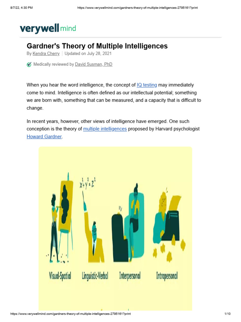 Gardners Theory of Multiple Intelligences 2795161 | PDF | Intelligence ...