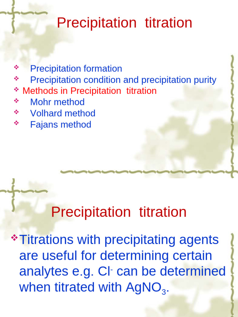 Precipitation Titration Methods Explained | PDF | Titration | Chemistry