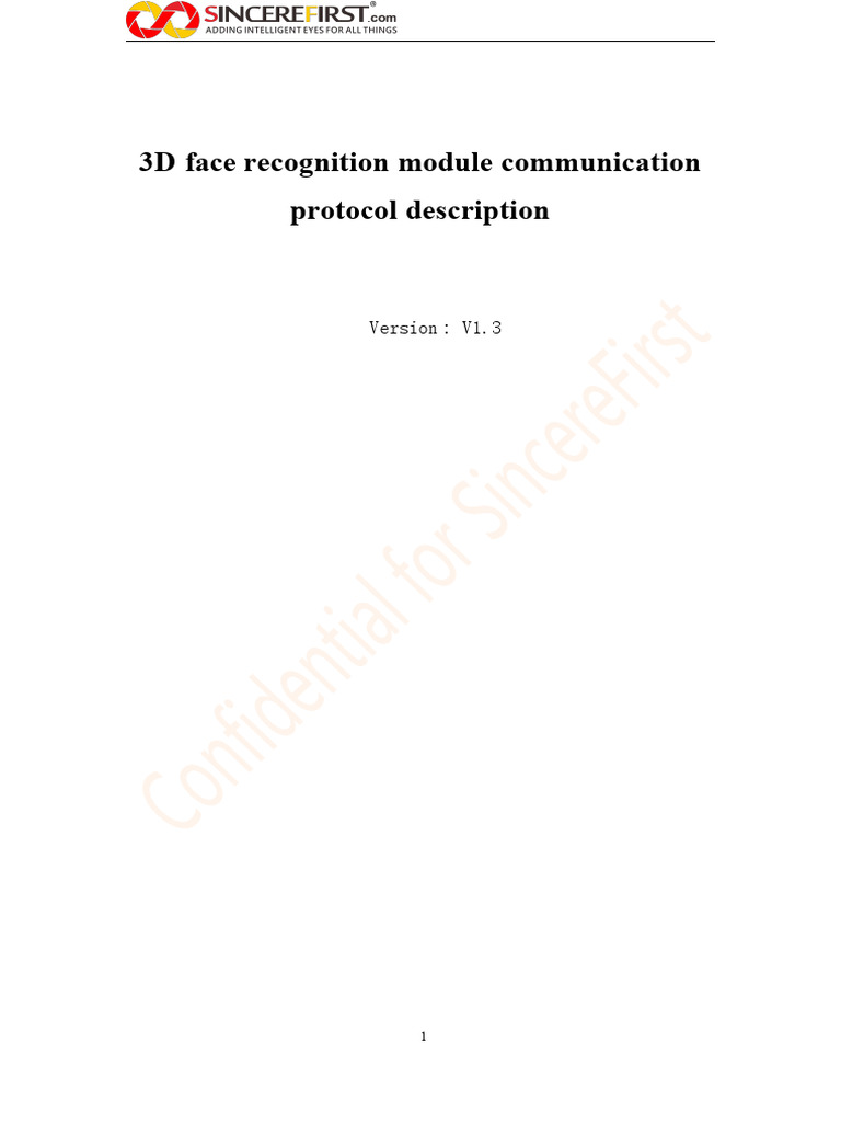 3D Face Recognition Module Communication Protocol Description | PDF ...