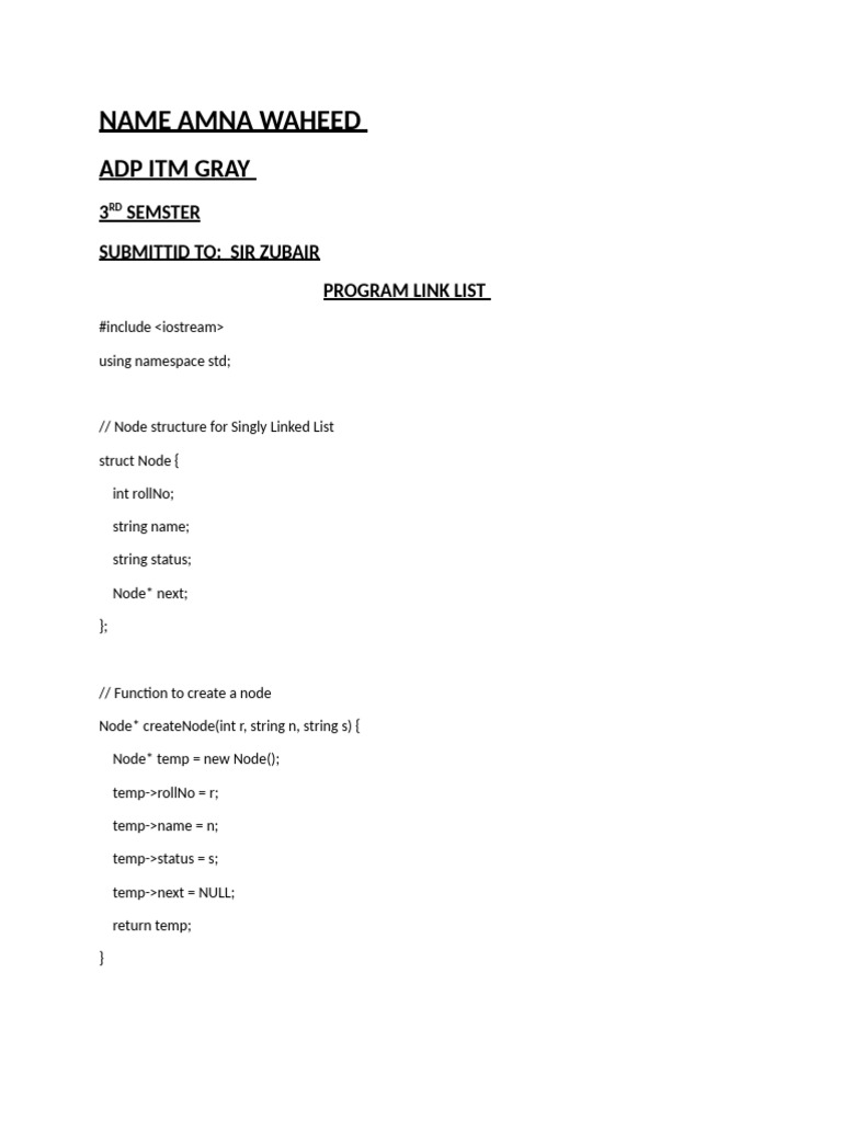 DSA Program Link List..... | PDF | Computer Programming | Software ...